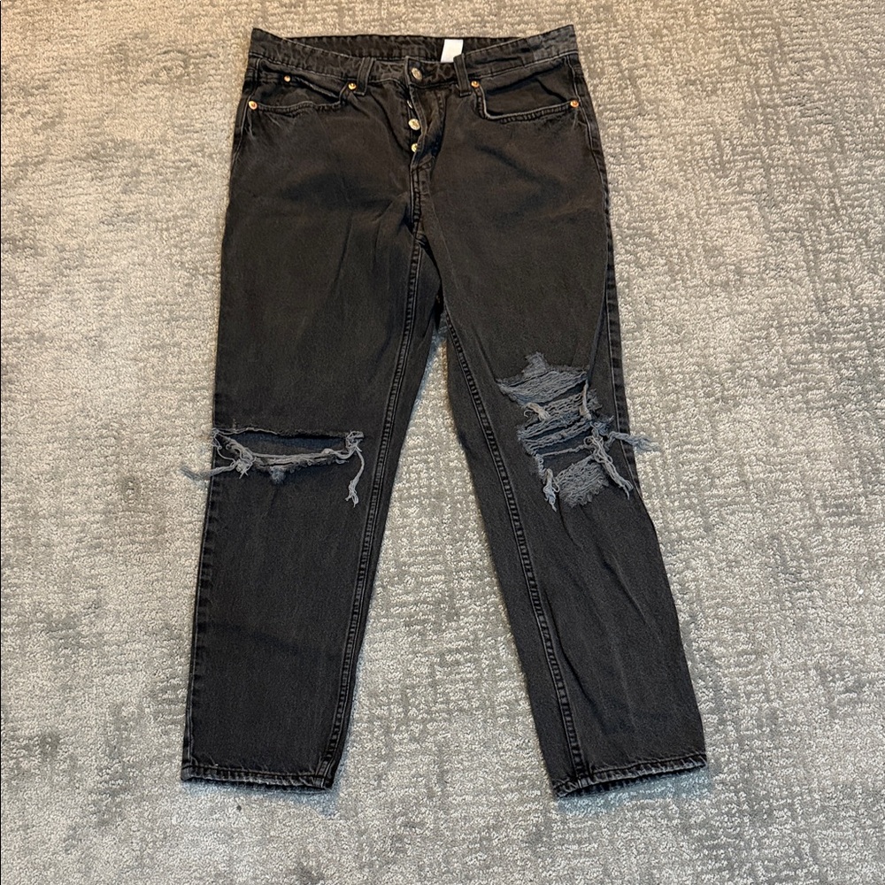 H&M Black Ripped Boyfriend Jeans